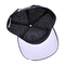 سیاه 6 پانل کلاه Snapback ساختاری ساختاری لاستیک سفارشی لوگو پیچ پشت 4 پانل سوراخ های لیزر