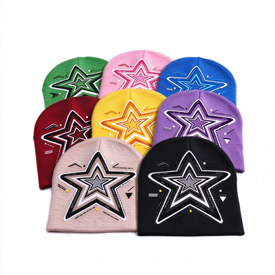 Star Print Adult Beanie Soft Cozy Warm Knit Cap Great for Winter Outdoor Activities and Daily Casual Outfits