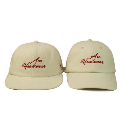 کلاه های بیس بال دوزی 100٪ پشم زمستانی / کلاه های مخصوص پنل پنبه ای 6 پنل