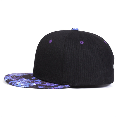 چاپ آسمان ستاره دار با کیفیت بالا کلاه Snapback طراحی لوگو سفارشی کلاه های فلت 6 پانل Snapback