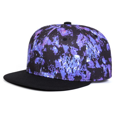 چاپ آسمان ستاره دار با کیفیت بالا کلاه Snapback طراحی لوگو سفارشی کلاه های فلت 6 پانل Snapback