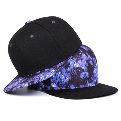 چاپ آسمان ستاره دار با کیفیت بالا کلاه Snapback طراحی لوگو سفارشی کلاه های فلت 6 پانل Snapback