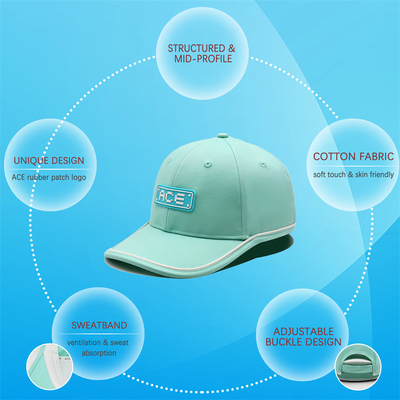 OEM Custom Ace Rubber Patch Pvc Logo بیسبال کلاه 6 پانل کلاه های ورزشی
