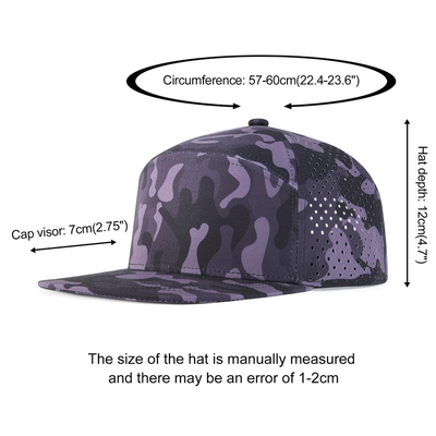 کلاه Snapback سفارشی عملکرد تنظیم شده لیزر برش سوراخ سوراخ Snapback کلاه