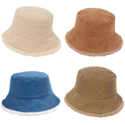 Custom Fall Winter New Fisherman's Corduroy Bucket Hat Custom Thickened Lamb Wool Japanese Fashion Warm Street Basin Hat Cap