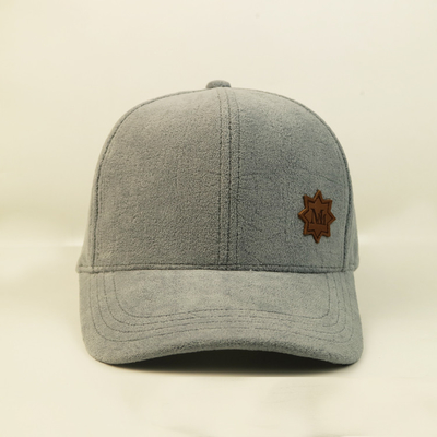 Bsci Plush Adult 6 Panel Baseball Cap با پیچ چرم ODM OEM