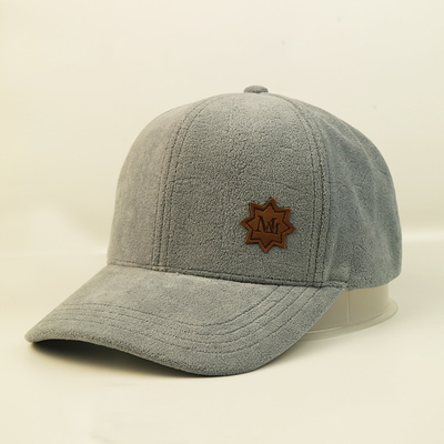 Bsci Plush Adult 6 Panel Baseball Cap با پیچ چرم ODM OEM