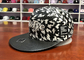 گلدوزی سفارشی Unisex 3D 3D 6 Panel Pu Leather Flat Brim Hats Sport Urban Cap Street